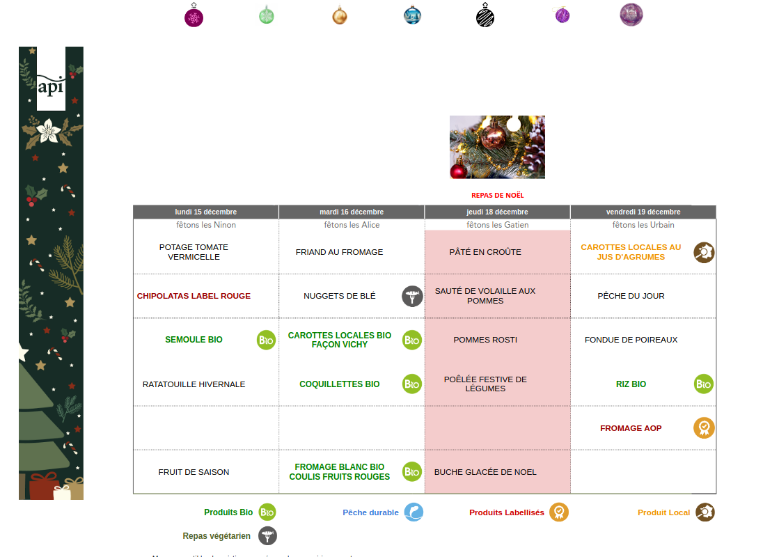 du 15 au 19 décembre