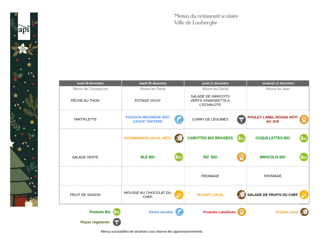 du 8 au 12 décembre